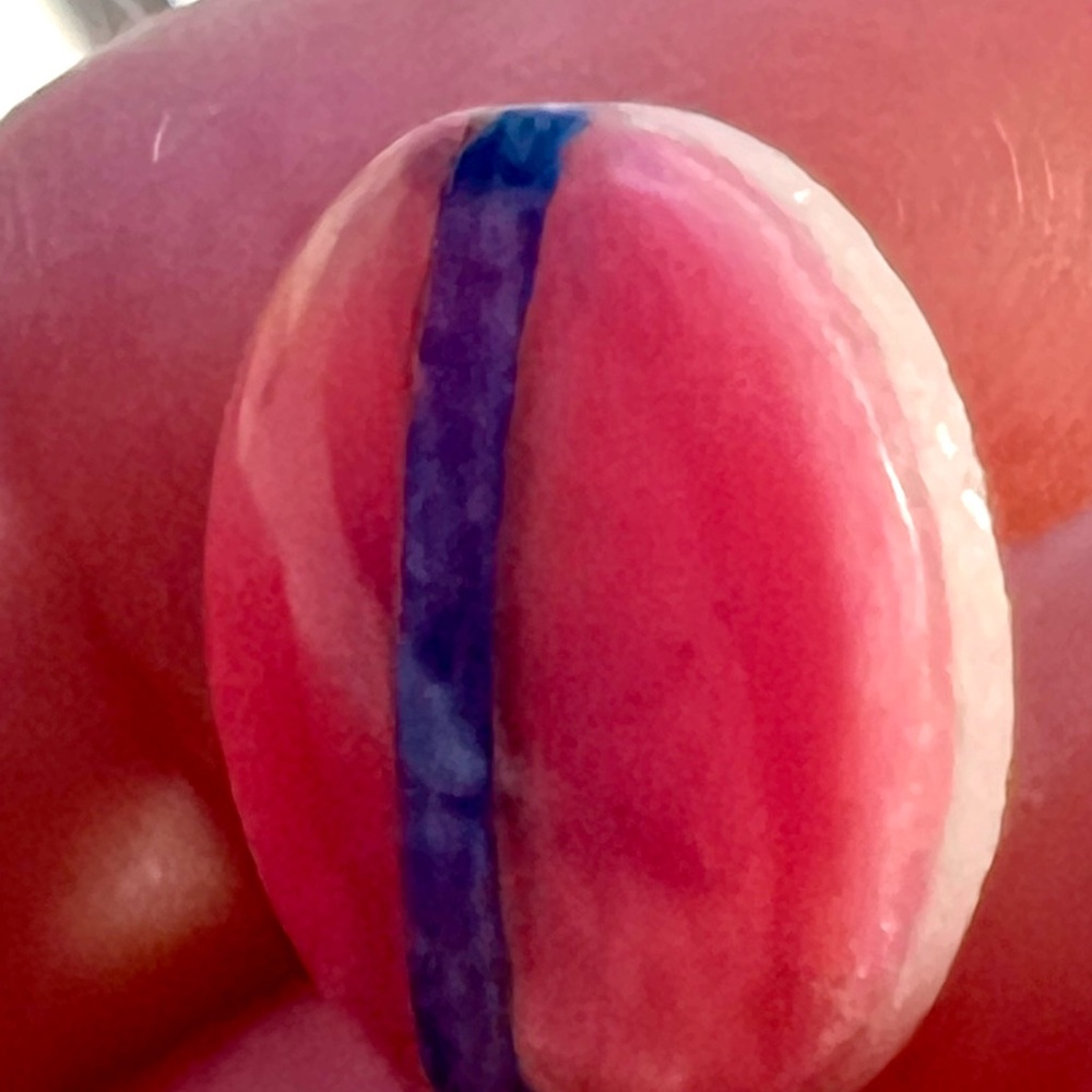 Vintage Pink Blue Earring w inlay lapis lazuli & pink jasper round gemstone bead - Picture 5 of 7